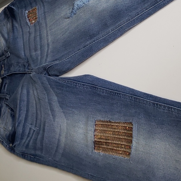 VENUS Dark Wash Decorative Denim Jeans Skinny - Picture 4 of 9